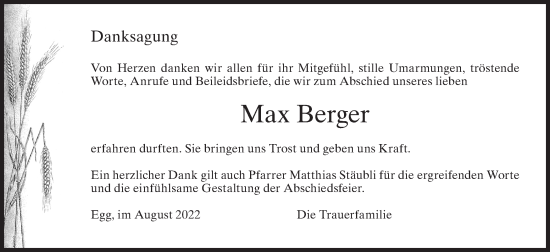 Traueranzeige von Max Berger von AvU