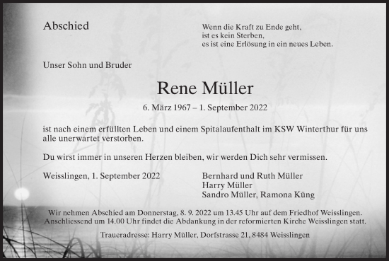 Traueranzeige von Rene Müller von AvU