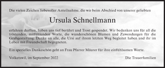 Traueranzeige von Ursula Schnellmann von AvU