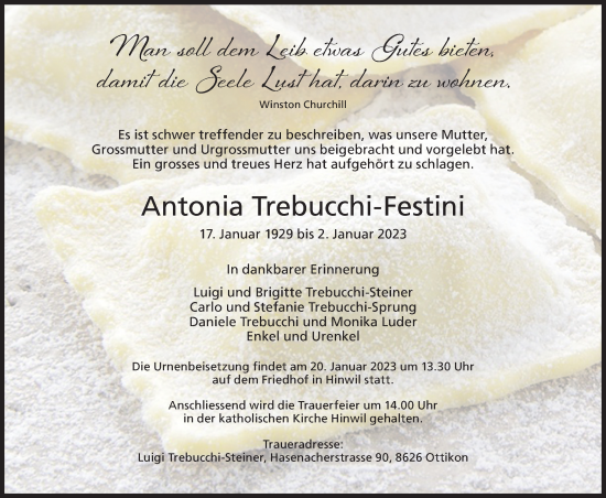 Traueranzeige von Antonia Trebucchi-Festini von AvU