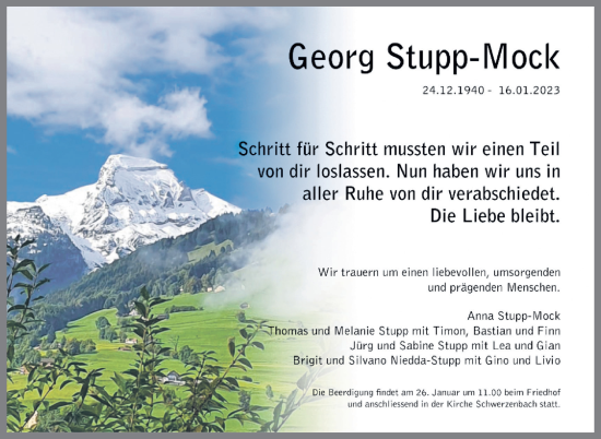 Traueranzeige von Georg Stupp-Mock von ZO solo