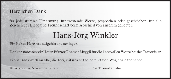 Traueranzeige von Hans-Jörg Winkler von AvU