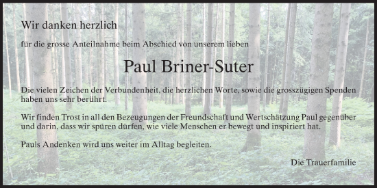 Traueranzeige von Paul Briner-Suter von ZO solo