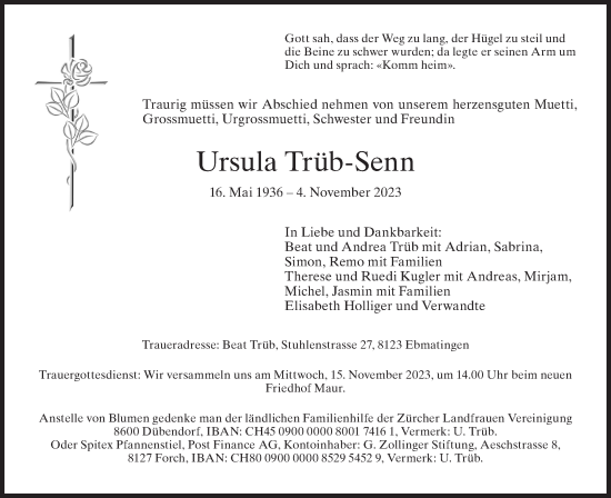 Traueranzeige von Ursula Trüb-Senn von AvU