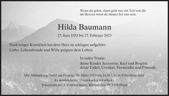 Traueranzeige von Hilda Baumann von reg_5