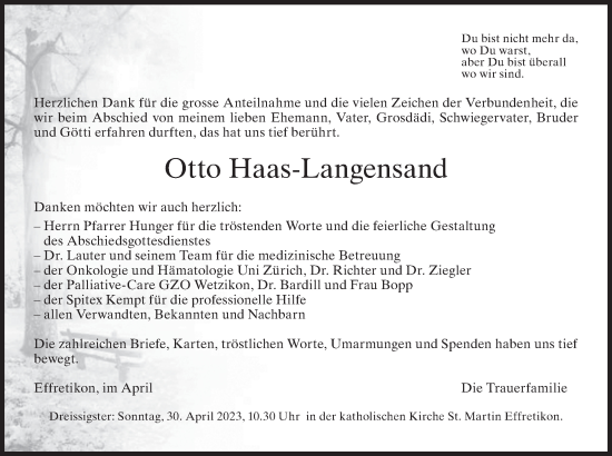 Traueranzeige von Otto  Haas-Langensand von reg_2