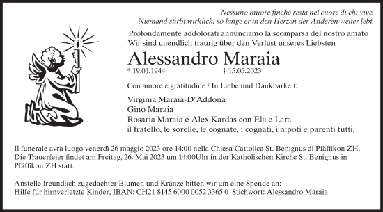 Traueranzeige von Alessandro Maraia von AvU