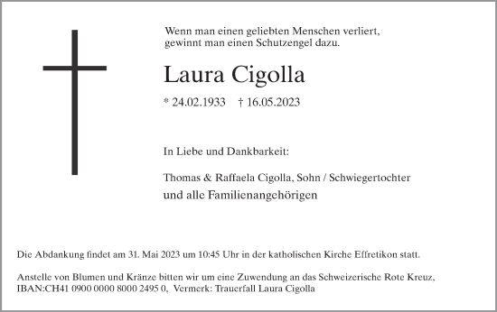 Traueranzeige von Laura Cigolla von reg_5