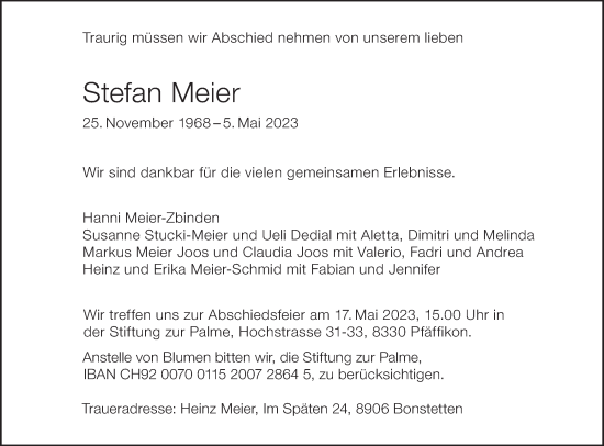 Traueranzeige von Stefan Meier von ZO solo