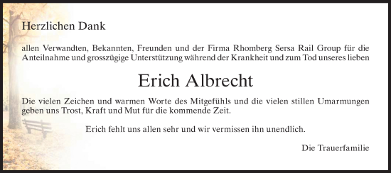 Traueranzeige von Erich Albrecht von AvU