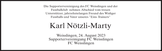 Traueranzeige von Karl Nötzli-Marty von reg_2