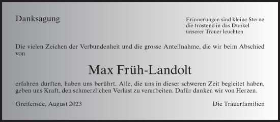 Traueranzeige von Max Früh-Landolt von AvU