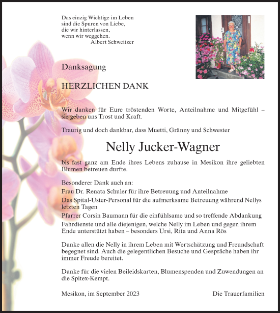 Traueranzeige von Nelly Jucker-Wagner von reg_2