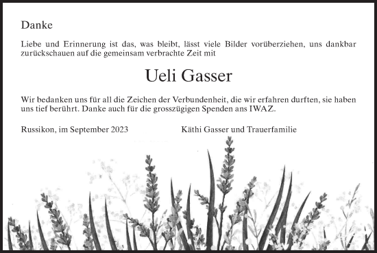 Traueranzeige von Ueli Gasser von AvU