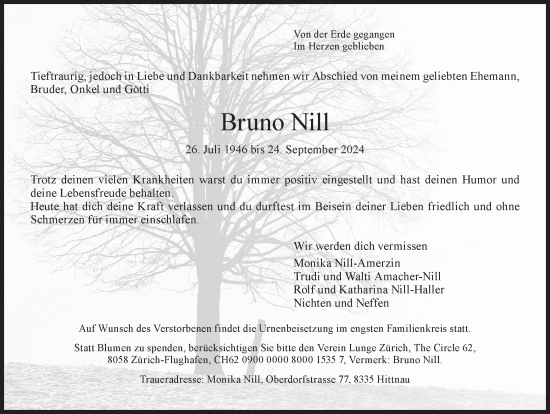 Traueranzeige von Bruno Nill von AvU