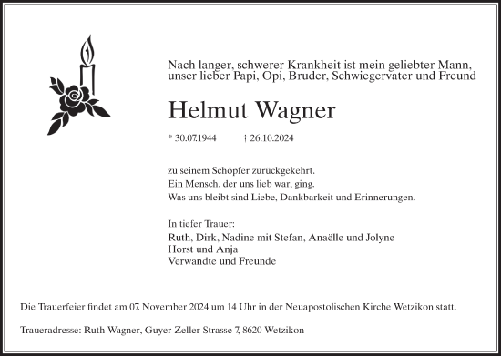 Traueranzeige von Helmut Wagner von AvU