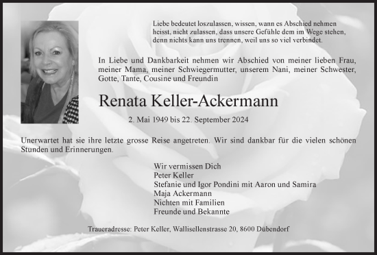 Traueranzeige von Renata Keller-Ackermann von VO solo