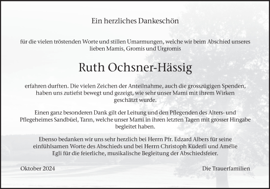 Traueranzeige von Ruth Ochsner-Hässig von AvU