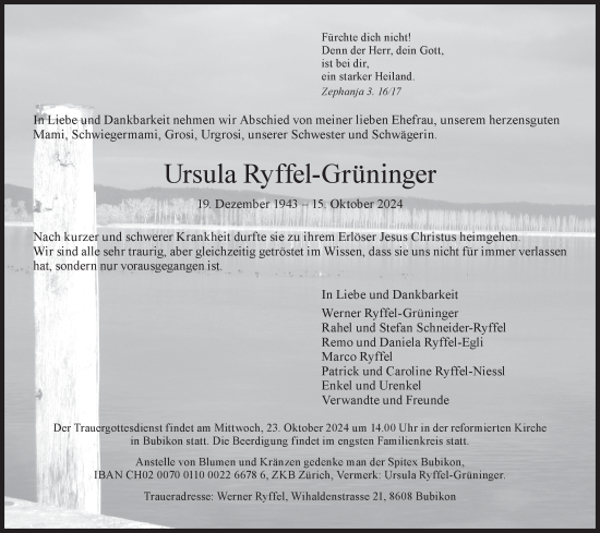 Traueranzeige von Ursula Ryffel-Grüninger von AvU