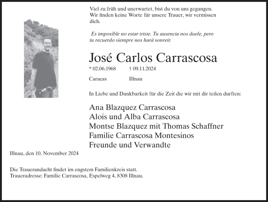 Traueranzeige von Jose Carlos Carrascosa von reg_5