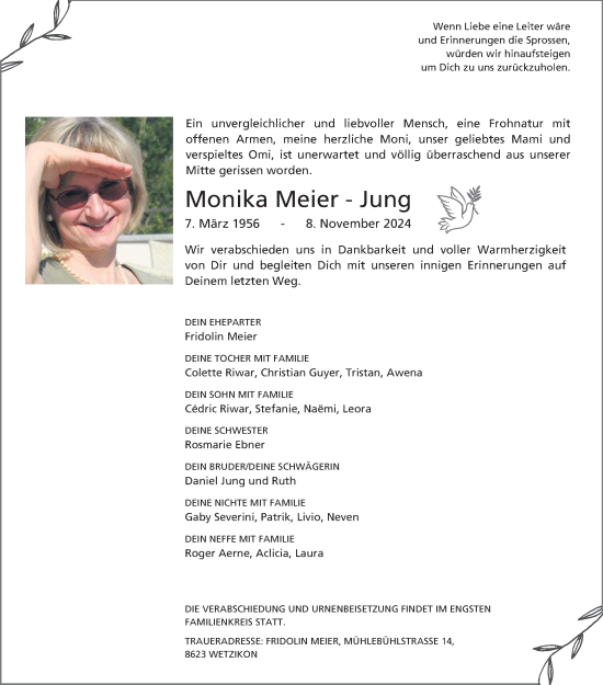 Traueranzeige von Monika  Meier-Jung von AvU