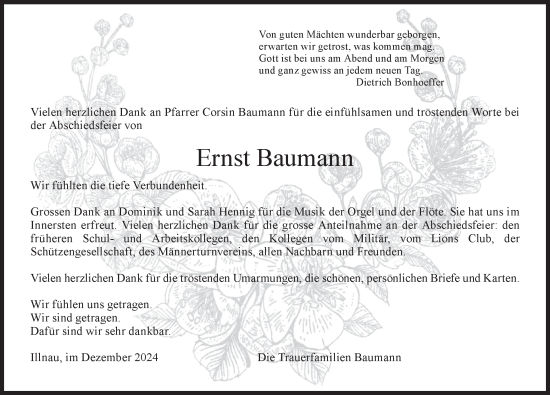 Traueranzeige von Ernst Baumann von AvU