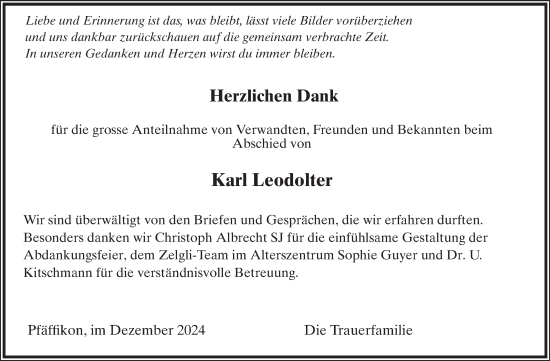 Traueranzeige von Karl Leodolter von AvU