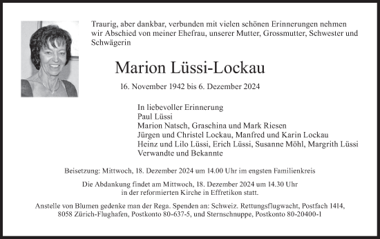 Traueranzeige von Marion Lüssi-Lockau von reg_5