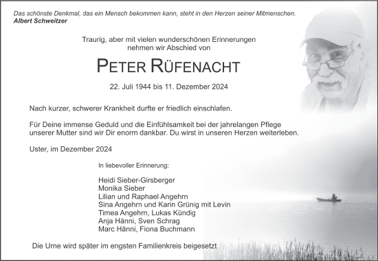 Traueranzeige von Peter Rüfenacht von AvU