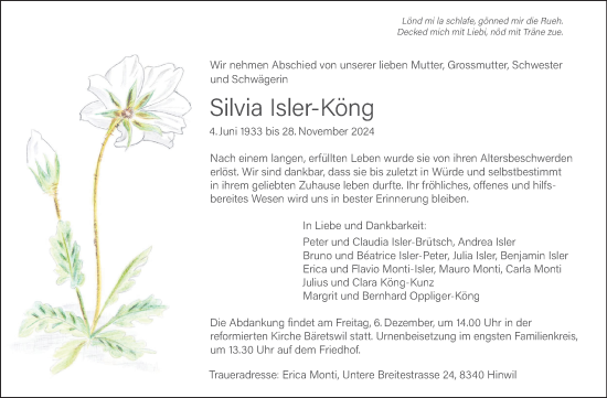 Traueranzeige von Silvia Isler-Köng von AvU