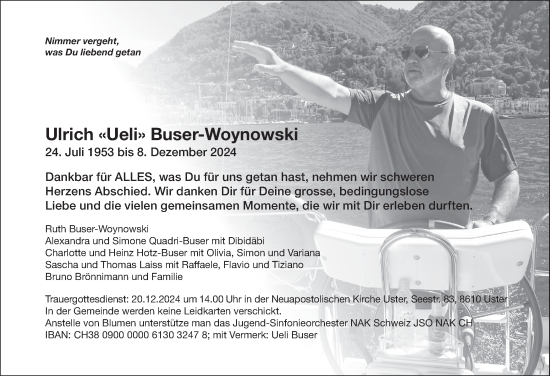 Traueranzeige von Ulrich Buser-Woynowski von AvU