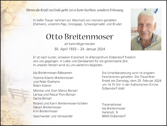 Traueranzeige von Otto Breitenmoser von VO solo