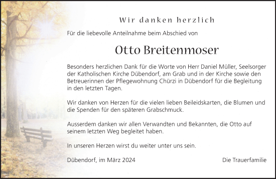 Traueranzeige von Otto Breitenmoser von VO solo