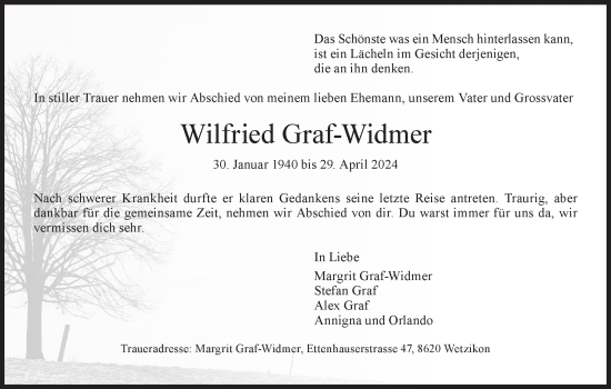 Traueranzeige von Wilfried Graf-Widmer von AvU