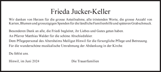 Traueranzeige von Frieda Jucker-Keller von AvU