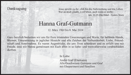 Traueranzeige von Hanna Graf-Gutmann von AvU