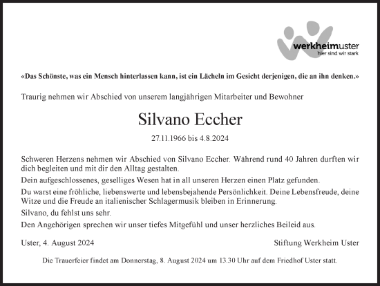 Traueranzeige von Silvano Eccher von AvU