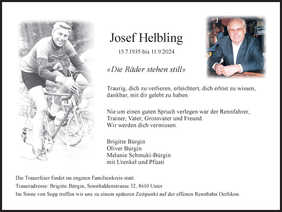 Traueranzeige von Josef Helbling von VO solo