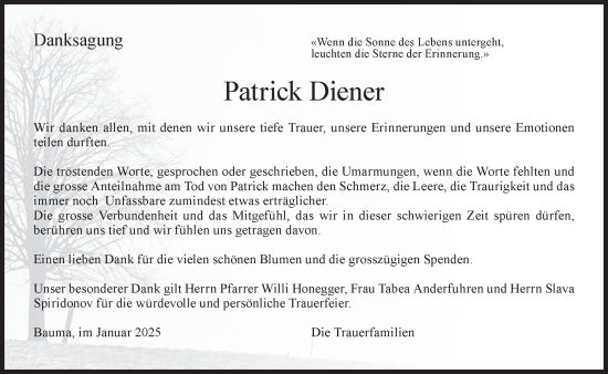 Traueranzeige von Patrick Diener von AvU